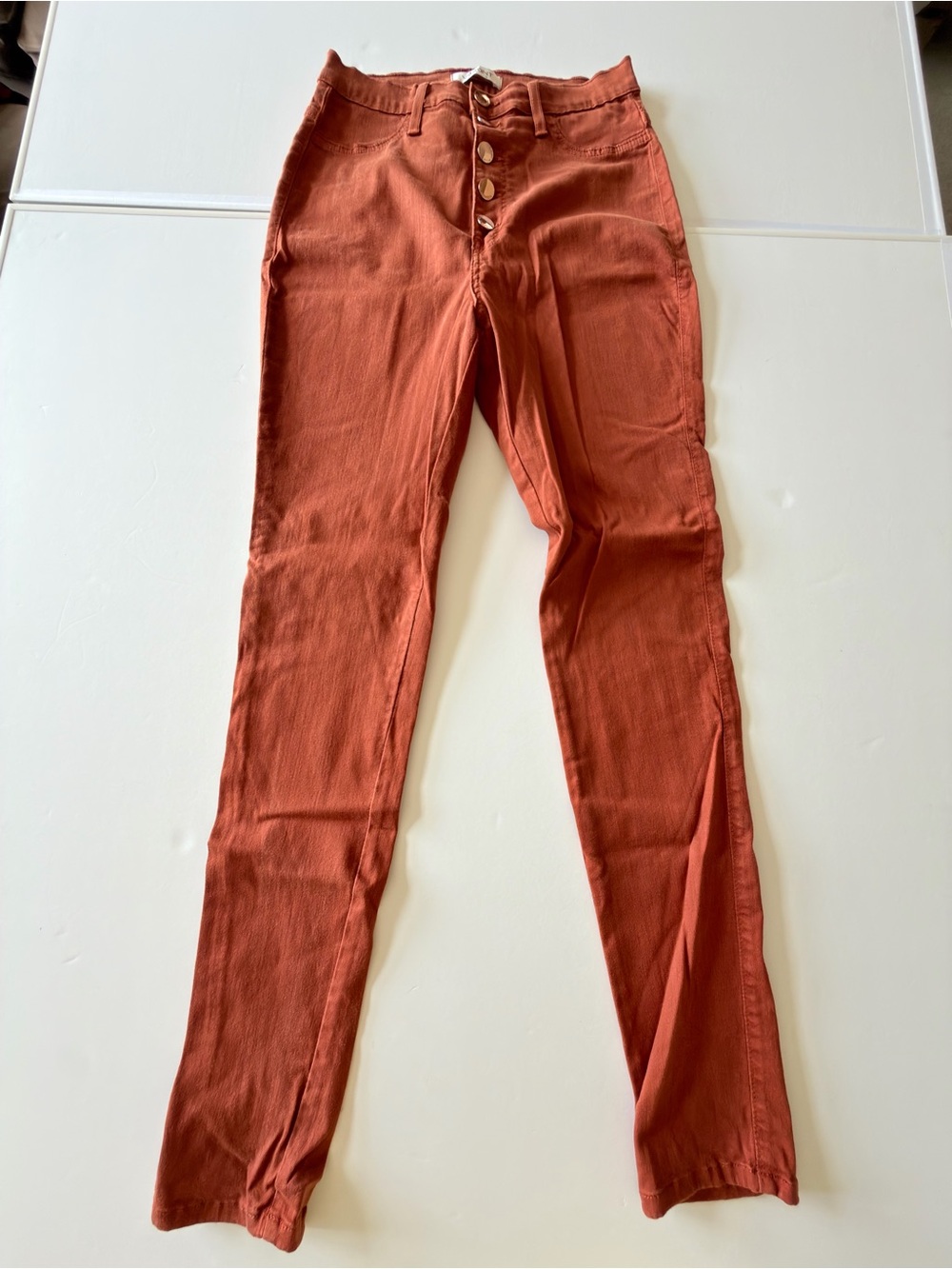 Vibrant Rust Orange High-Rise Button-Fly Women's Jeans